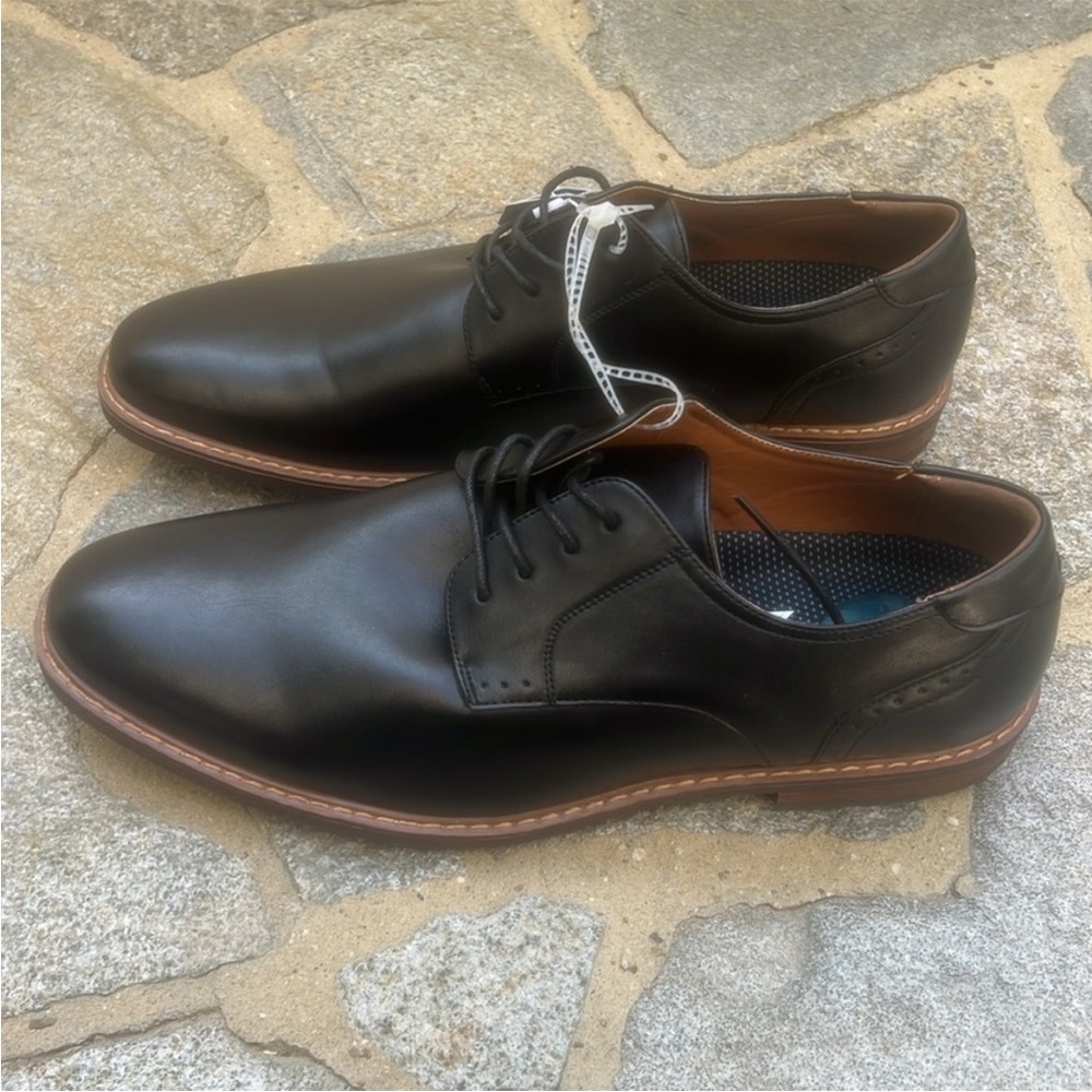 Nunn Bush Black Faux Leather Derby Dress Shoes Men's Size 12 NWOB